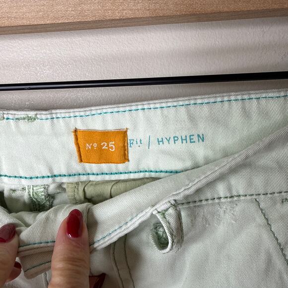 Anthropologie Pilcro Hyphen Distressed Chinos Size 25 Mint Mid Rise Relaxed Boho - Picture 8 of 11